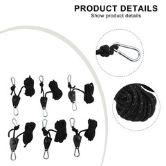 6pcs Pulley Regulators for Outdoor Use with Metal Pulleys and Reflective Rope