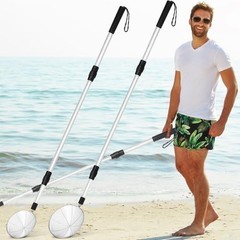 2 Pcs Full Size Beach Scoop Shovel Adjustable from 35″ to 64″ Sand Sifter for