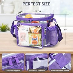 BORMELUN Medium Clear Bag with Pockets, gallon lunch boxes Dark Purple-1 pack