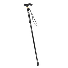 (Black)Aluminium Alloy Telescopic Walking Cane Trekking CH