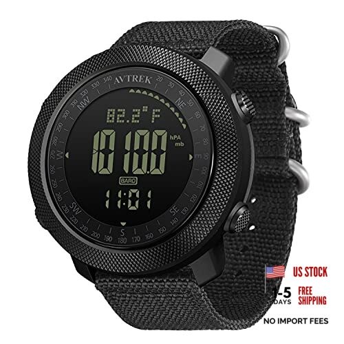 Mens Outdoor Sport Tactical Survival Watches Hiking Digital Wrist Watch black