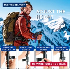 Collapsible Trekking Poles for Hiking 2 Pack – Adjustable Aluminum Hiking Poles,