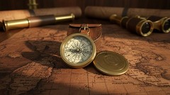 Antique Brass Pocket Compass with Leather Case Gifts | Engraved antique