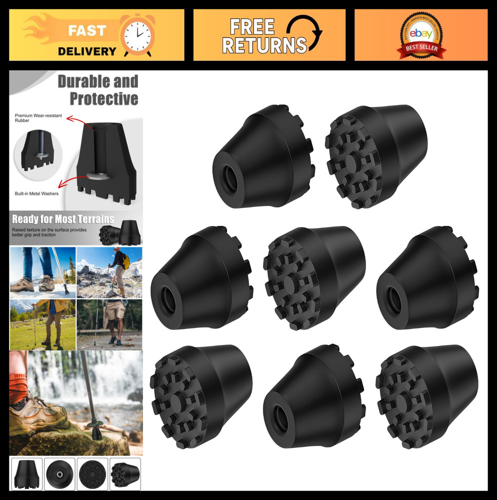 Replacement Rubber Tips for Trekking Poles & Walking Sticks – Anti-Slip, Shock-A