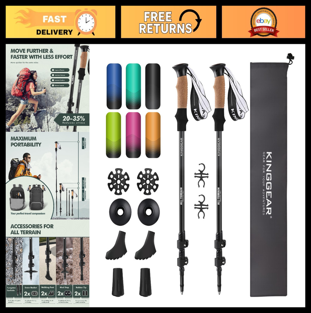 Lightweight Retractable Nordic Walking Sticks, 7075 Aluminum Trekking Poles, Cor