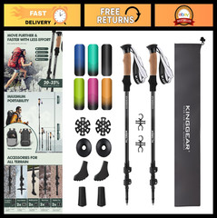 Lightweight Retractable Nordic Walking Sticks, 7075 Aluminum Trekking Poles, Cor
