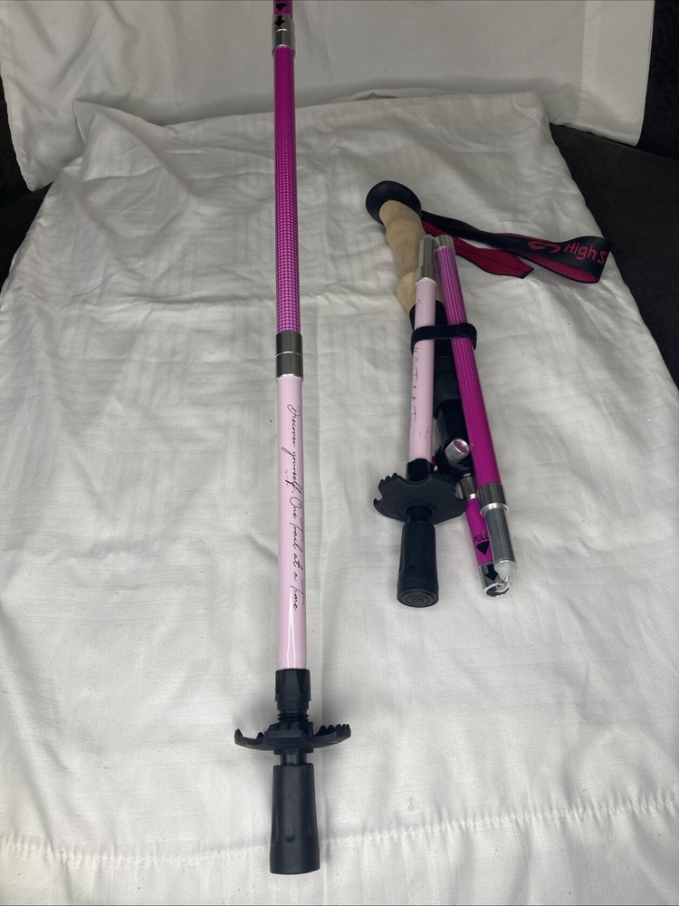 High Stream Gear Pair Of Collapsible Walking Sticks Lightweight Purple/Pink