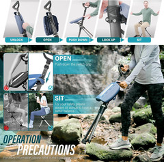 Ta-Da Chair Series 2 PRO, Portable Trekking Hiking Pole, Folding Walking Stick w