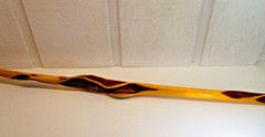 Wood Walking Stick 39.5″ Vintage Handmade Wood Macrame Wall Hanging Top💙