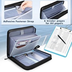 Boat Document Holder, Waterproof Travel Document Folder with 6 Black