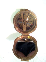 Vintage Brass Natural Sine Compass with mirror – Made in India – Old and Nice!