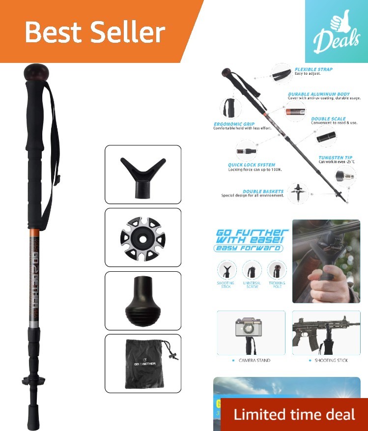 G2 GO2GETHRE Multipurpose Telescopic Trekking Pole – Strong Aluminum 53″