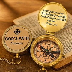 God’s Path Compass Religious Gift With Greeting Card For Graduation Baptism