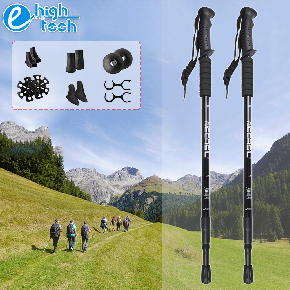 2x Walking Hiking Sticks Anti-shock Adjustable Nordic Trekking Alpenstock Poles