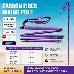 Trekking Poles Carbon Fiber for Hiking Trail Running High Strength Foldable