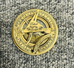 Vintage-Style Brass Sundial Compass Handmade Brass Finish With Leather Case 3″