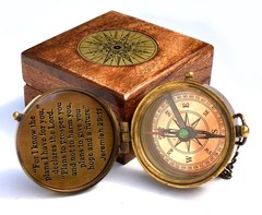Solid Brass Engraved Compass Jeremiah 2911 Christian Baptism Communion Gift