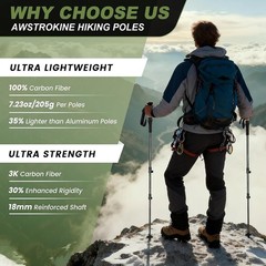 100% Carbon Fiber Hiking Trekking Poles Ultra Strong Carbon Hiking Sticks