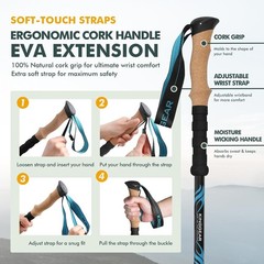 TPC 100% Carbon Fiber Hiking Poles, Telescopic Retractable Nordic Trekking