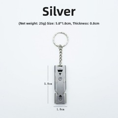 150DB Survival Whistle Double Stainless Steel with Keychain for Hiking