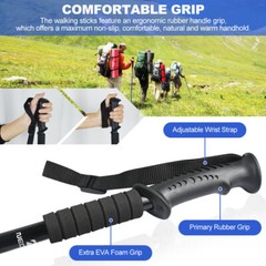 Trekking Walking Hiking Poles Sticks Aluminum Adjustable Alpenstock Pair of 2
