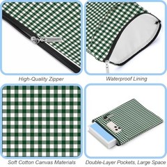 Gingham Book Sleeve,Plaid Checkered Book Sleeve Pouch Army Green Checkered 1369