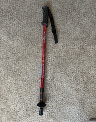 Trekker Adjustable Hiking Walking Stick w/ Compass Wrist Strap 29-49in Red