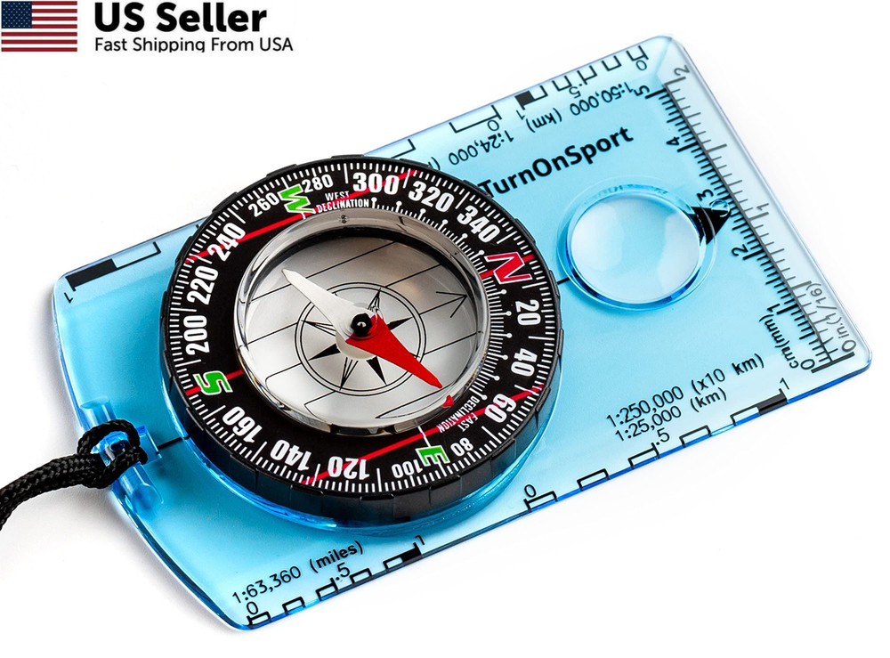 TurnOnSport Orienteering Compass – Advanced Scout for Green Orange