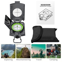 Military Compass With Carry Bag Inclinometer Multifunctional Sighting Compass Wa