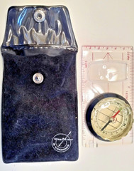 STAR CASE Auto Compass and Magnifier in velvet pouch, circa 1996