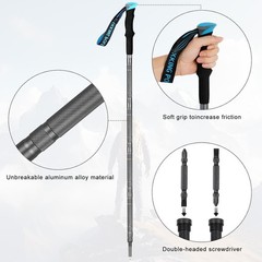 Hiking Walking Staff – Detachable Trekking Pole Multitool for Man Women (7 Tube
