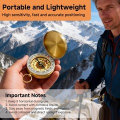 Portable Brass Pocket Compass with Luminous Dial, Vintage Pocket Watch Compass