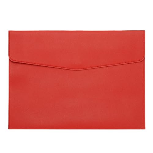 PU Leather A4 File Folder, Document Holder Filing Organizer Portfolio Red