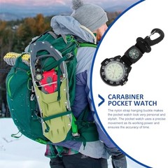 Sports Pocket Watch: Multifunction Clip-on Watch with Compass, Nylon Strap,