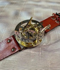 Sundial Compass Watch with Leather Strap – Brass Working Compass Travel Gift