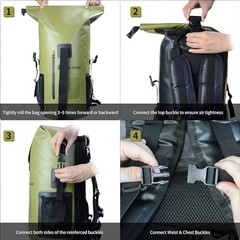 SEPEAK Waterproof Dry Bag Backpack IPX6, Roll-Top Closure Bag Boating 35L Green