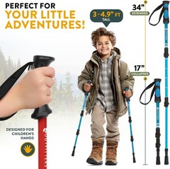 Lightweight Collapsible Kids Hiking Poles with Quick Adjustable Flip Locks