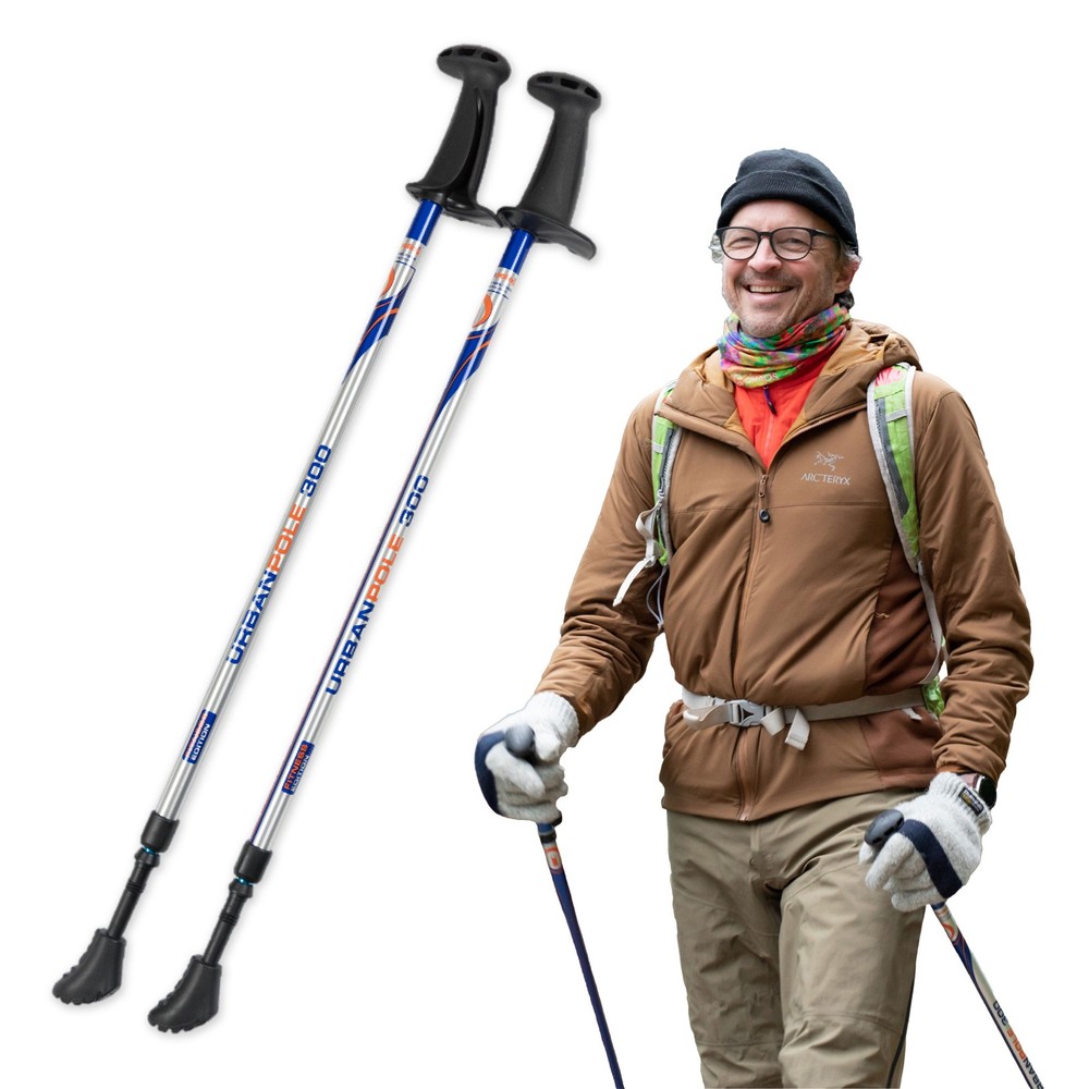 Urban Poling Urban Poles Series 300 – Fitness Edition, Blue & Silver, 1 Pair