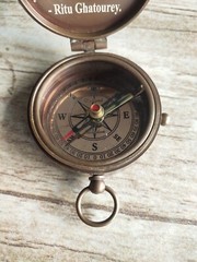 Brass Compass Engraved with Let Your Heart be Your Compass Quote, Gift Compasses