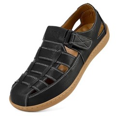 Mens Sport Sandals Leather Closed Toe Sandal Breathable Outdoor 8.5 Black
