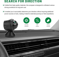 Adjustable Car Dashboard Compass, Portable Navigation Ball for Car Truck & Boat