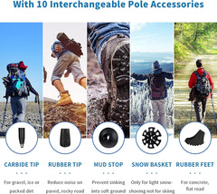 Trekking Hiking Poles – 2 Pack Adjustable Walking Sticks, Collapsible Lightweigh