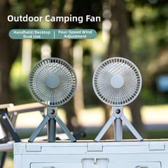 3000mAh Rechargeable Fan for Camping 4 Speed Levels Foldable Tripod Handheld