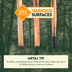 3 Piece 55″ Detachable Pine Wood Walking/Hiking Stick with Metal Tip, Reinforced