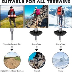 Hiking Walking Staff – Detachable Trekking Pole Multitool for Man Women (7 Tube
