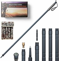 48″ Tactical Hiking Stick – Modular 6-Piece Walking Aid with Compass & Whistle