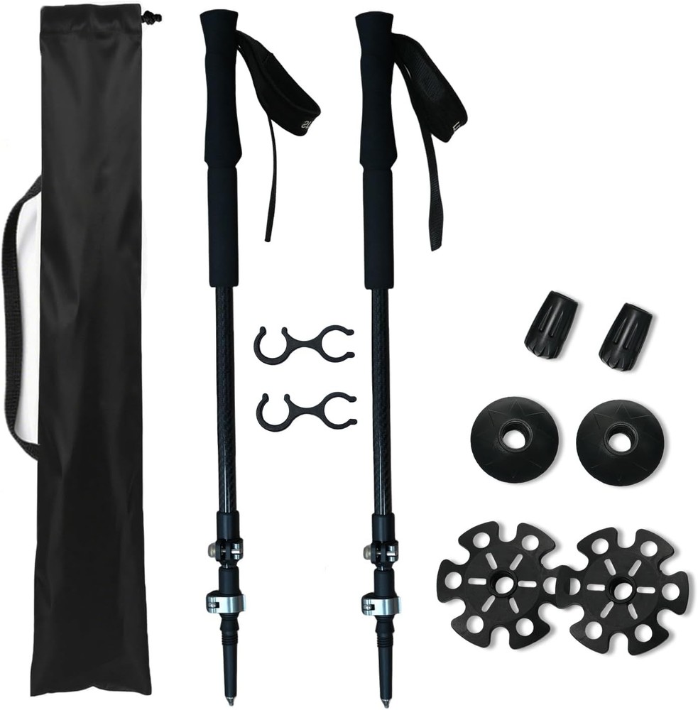 Carbon Fiber Trekking Poles 2 Pcs Ultra Lightweight Telescopic Collapsible