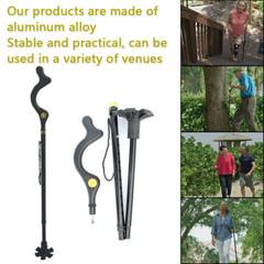 Adjustable Walking Stick Folding Cane Trekking Pole Straight Posture Men & Women