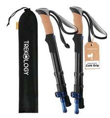 Trek-Z Cork Grip Trekking Poles – Lightweight Folding Hiking Poles, Adjustable H