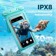 Waterproof Phone Pouch 2 Pack Up to 8.8″, Double Bag | IPX8 Black+Green